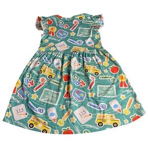 Boutique green back to school short sleeve fit flare dress SIZE‎ 6